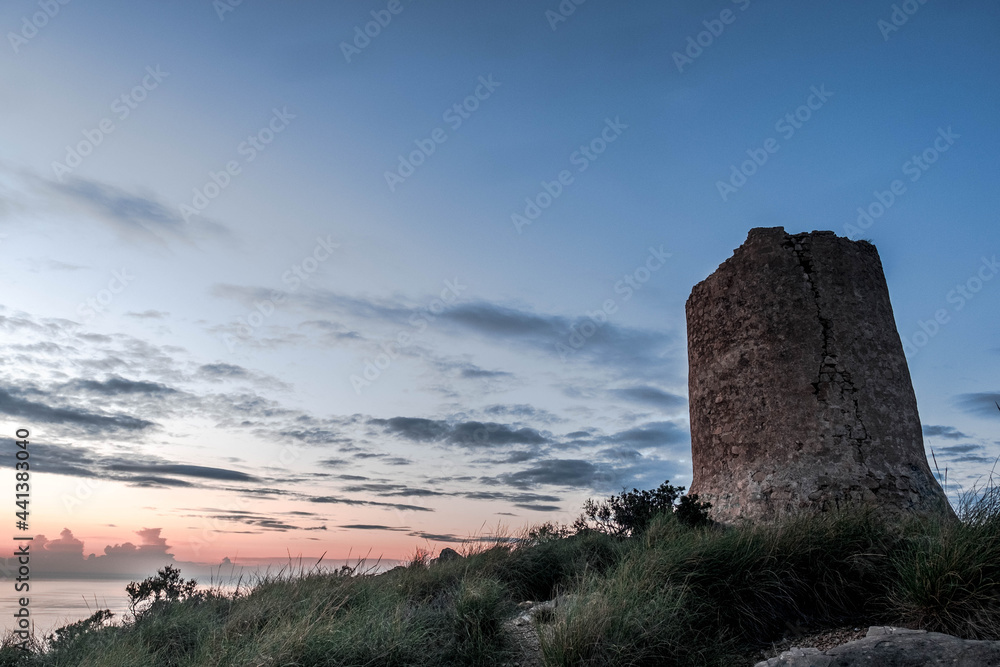 An old marine watchtower in El Campello, Alicante, Spain