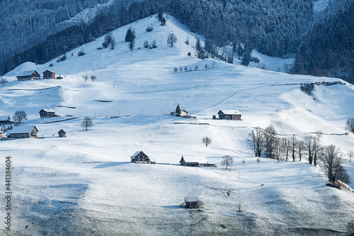Waltersberg im Schnee, unterhalb des Buochserhorns, Kanton Nidwalden, Schweiz