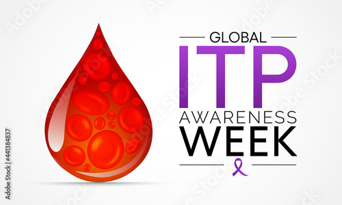 ITP (Immune thrombocytopenic purpura) awareness week is observed every year in September,  it is a blood disorder characterized by a decrease in number of platelets in the blood. Vector art