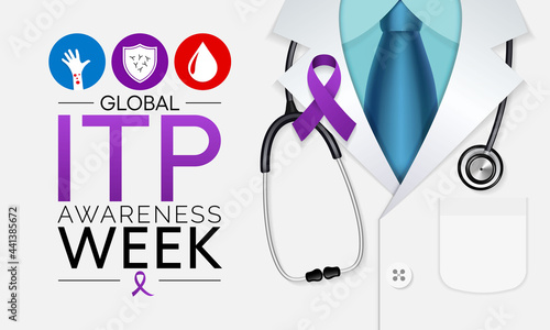 ITP (Immune thrombocytopenic purpura) awareness week is observed every year in September,  it is a blood disorder characterized by a decrease in number of platelets in the blood. Vector art