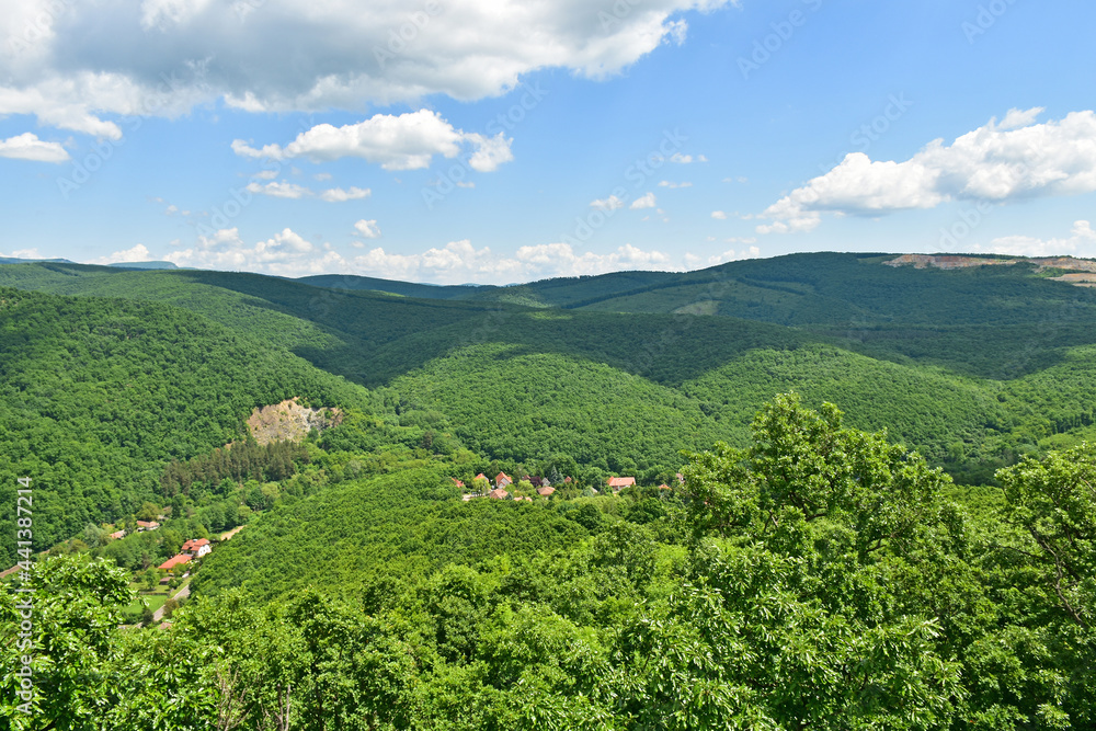 View of Szarvasko village and the Bukk mountains, Hungary