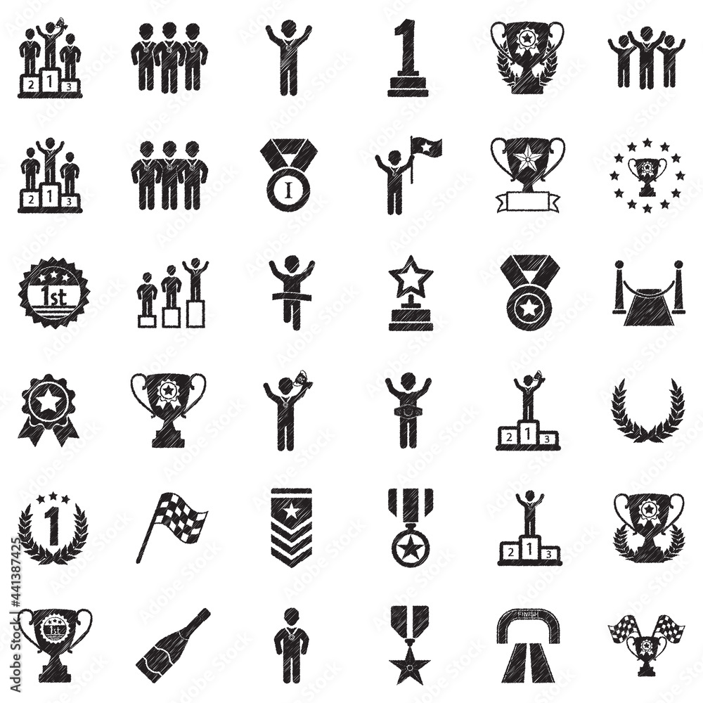 Champion Icons. Black Scribble Design. Vector Illustration. Champion Icons. Black Scribble Design. Vector Illustration.