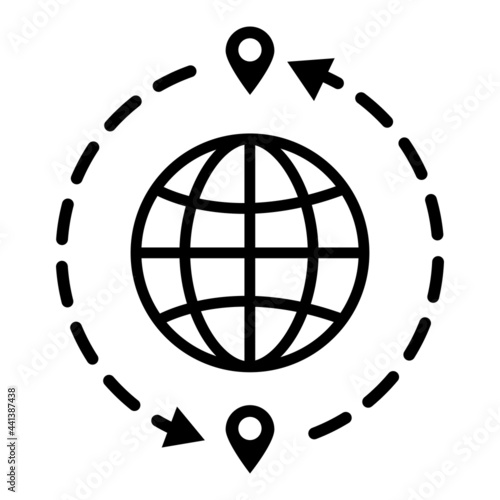 Global icon or logo, planet earth, symbol, vector.