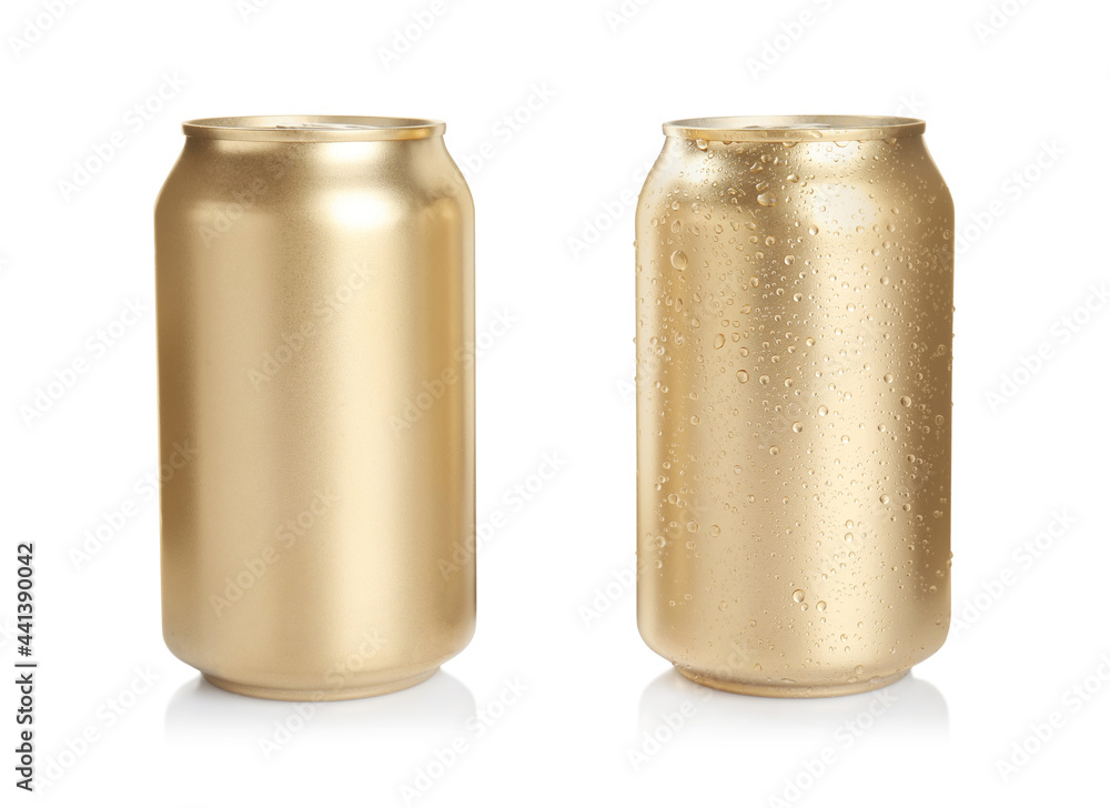 Aluminium cans of beverage on white background Aluminium cans of beverage on white background