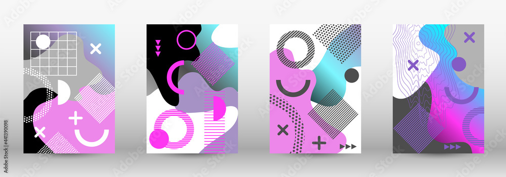 Modern memphis background set covers, great design for any purposes.