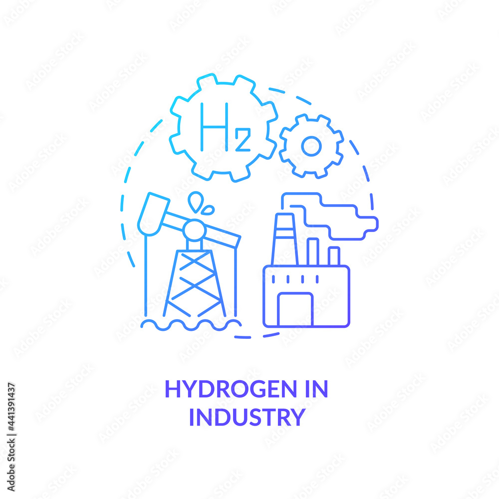 Vetor de Hydrogen in industry concept icon. Use renewable energy