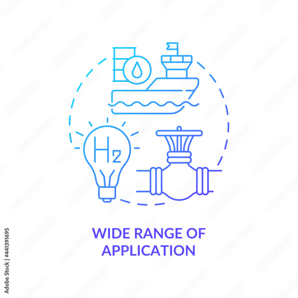 Wide application range for hydrogen concept icon. H2-native engines ...