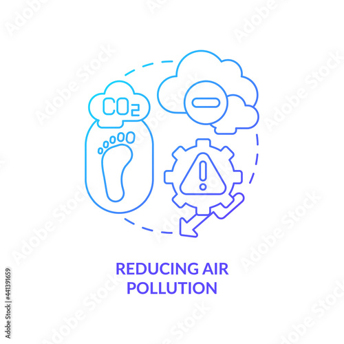 Reducing air pollution concept icon. Lowering carbon footprint abstract idea thin line illustration. Emission-free energy source. Green hydrogen energy. Vector isolated outline color drawing
