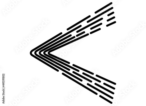 Abstract arrow from black lines on a white background. Modern black and white design element.
