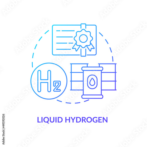 Liquid hydrogen concept icon. Hydrogen storage abstract idea thin line illustration. Minimizing evaporation. Energy intensive process. Improvement in efficiency. Vector isolated outline color drawing
