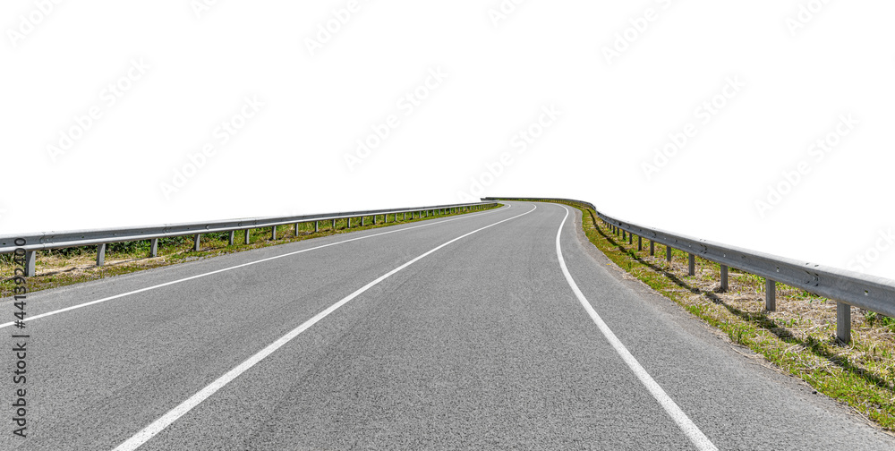 Obraz premium Asphalt road isolated on white background with clipping path.