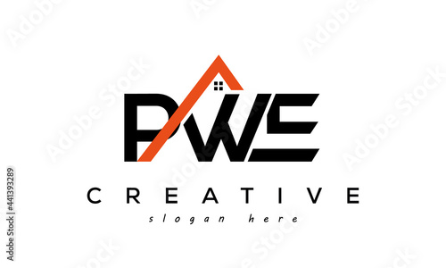 initial PWE letters real estate construction logo vector photo