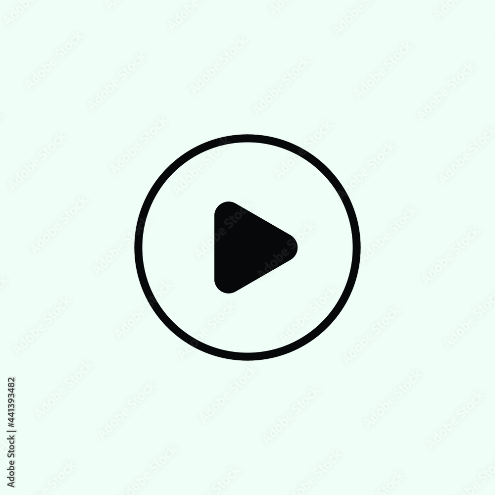 Play button icon in trendy flat style isolated on grey background. Play symbol for your web site design, logo, app, UI. Vector illustration Play button icon in trendy flat style isolated on grey background. Play symbol for your web site design, logo, app, UI. Vector illustration