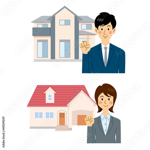 家を紹介する不動産屋の営業マン