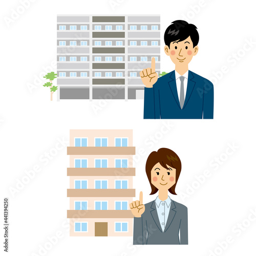 マンションを紹介する不動産屋の営業マン