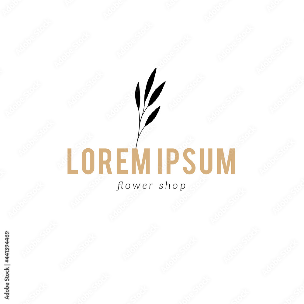 Hand drawn vector logo template. Florals, branches with leaves. Hand drawn vector logo template. Florals, branches with leaves.