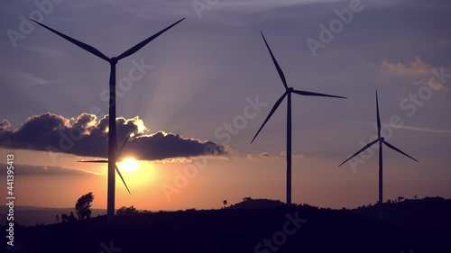 Windturbine at sunset for clean power 