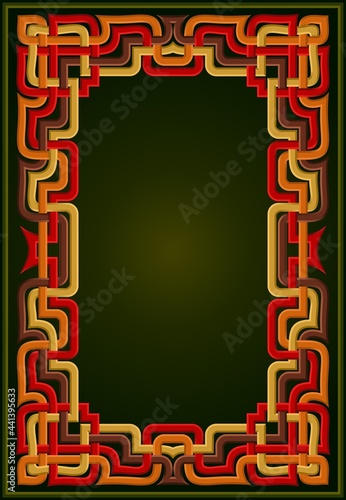knotted border design with dimensional effect. Autumn colors. 