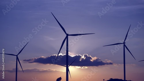 Windturbine at sunset for clean power 