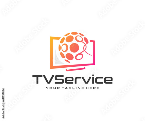 Technology and innovation logo design. Television technology vector design. Multimedia entertainment logotype
