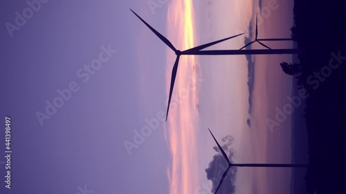 Windturbine at sunset for clean power 