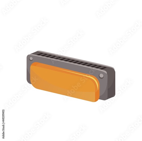 Harmonica cartoon icon isolated on white background. Colorful musical instrument Flat style vector illustration.