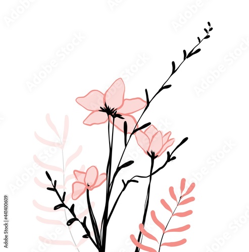 Flowers illustration on white background 