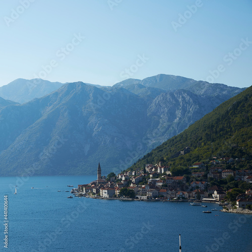 A view of the Montenegrin coastline from the waters of the Adriatic Sea