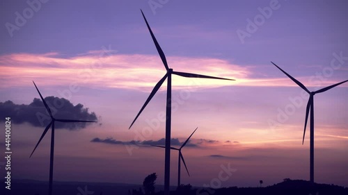 Windturbine at sunset for clean power 
