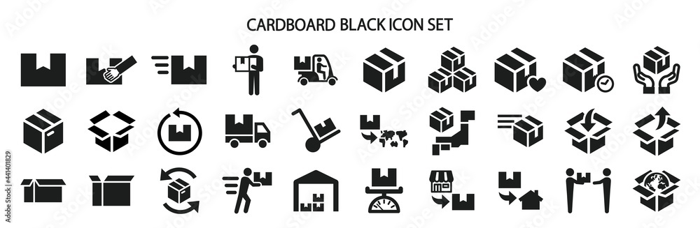 Cardboard related icon set Cardboard related icon set