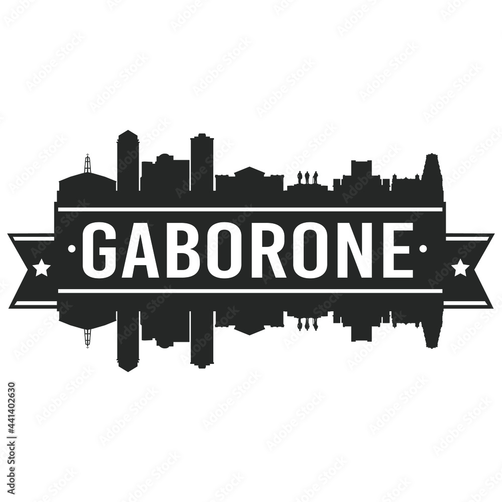 Gaborone Botswana Skyline. Banner Vector Design Silhouette Art. Cityscape Travel Monuments. Gaborone Botswana Skyline. Banner Vector Design Silhouette Art. Cityscape Travel Monuments.