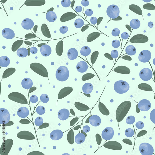 Blueberry pattern. Vector illustration.