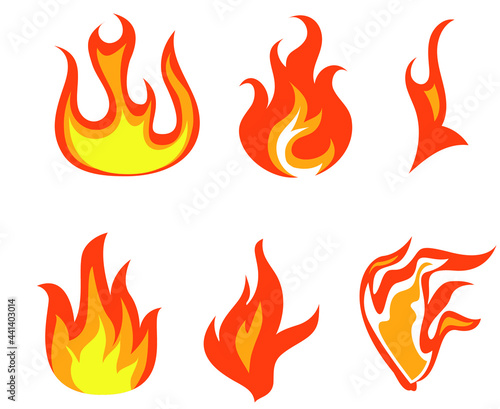 Fire Collection Torch Flaming on white Background illustration abstract design