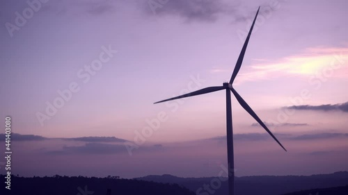 Windturbine at sunset for clean power 