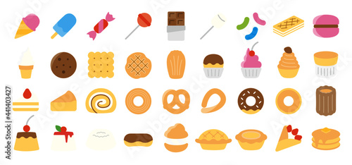 Sweets and Dessert Flat Icon Set photo