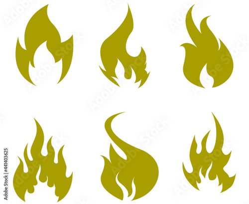 torch fire flame Collection design with flame illustration with Background White