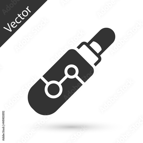 Grey Electronic cigarette icon isolated on white background. Vape smoking tool. Vaporizer Device. Vector