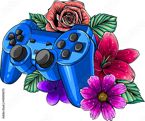 game pad with a flower for gaming vector