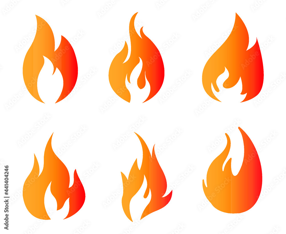 abstract Fire torch Collection design icon illustration with White Background abstract Fire torch Collection design icon illustration with White Background