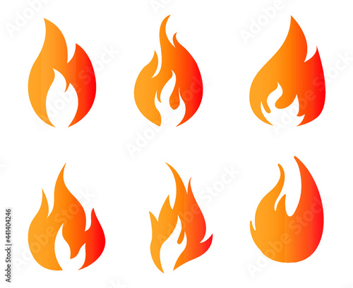 abstract Fire torch Collection design icon illustration with White Background