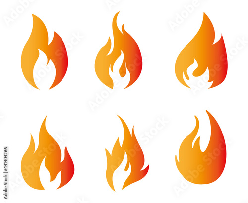 abstract Fire torch Collection design icon illustration with White Background