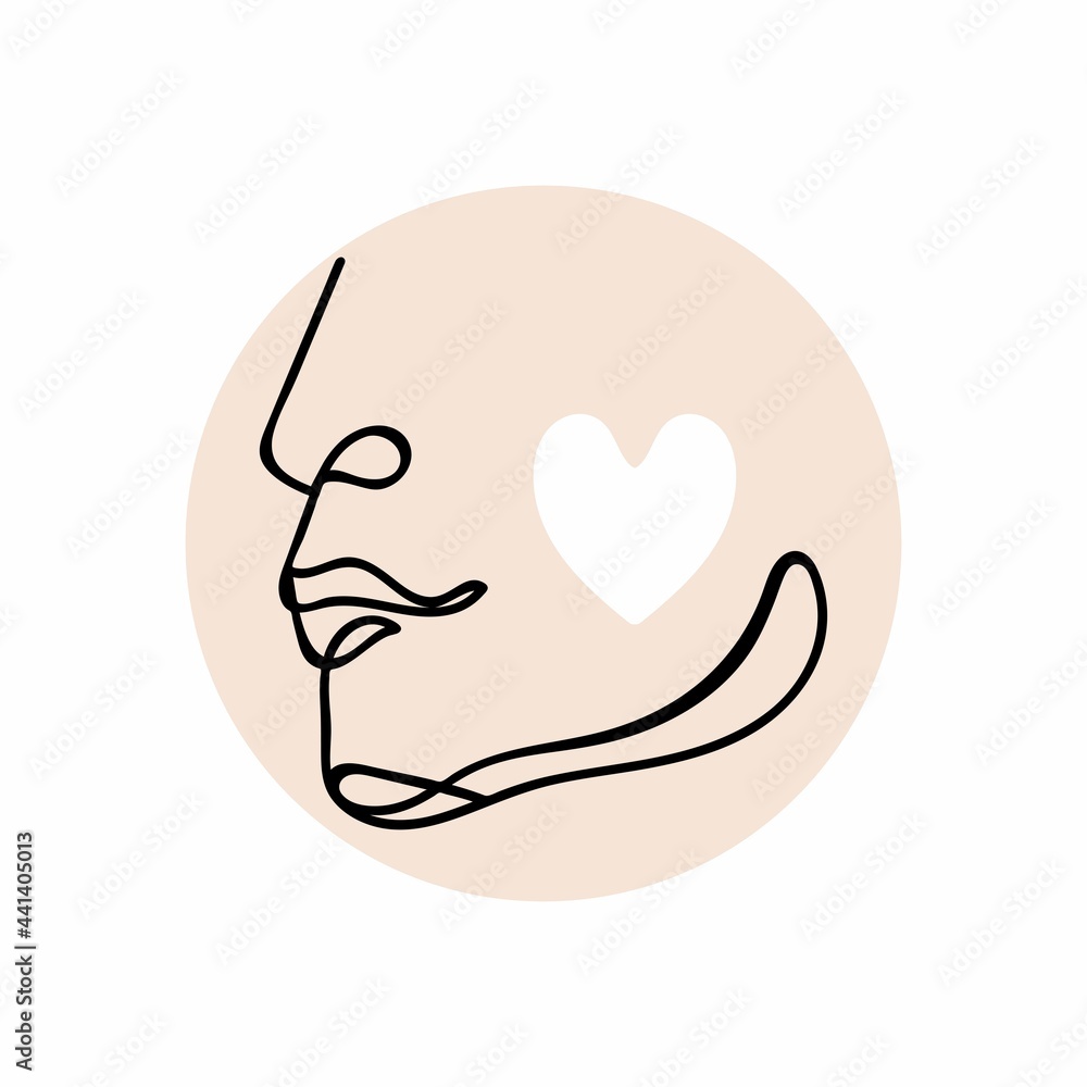 Vector illustration. Portrait of a person in line art style. One line drawing with colored geometric shapes. Drawing in a minimalistic style. Profile of a human isolated on white background. Vector illustration. Portrait of a person in line art style. One line drawing with colored geometric shapes. Drawing in a minimalistic style. Profile of a human isolated on white background.