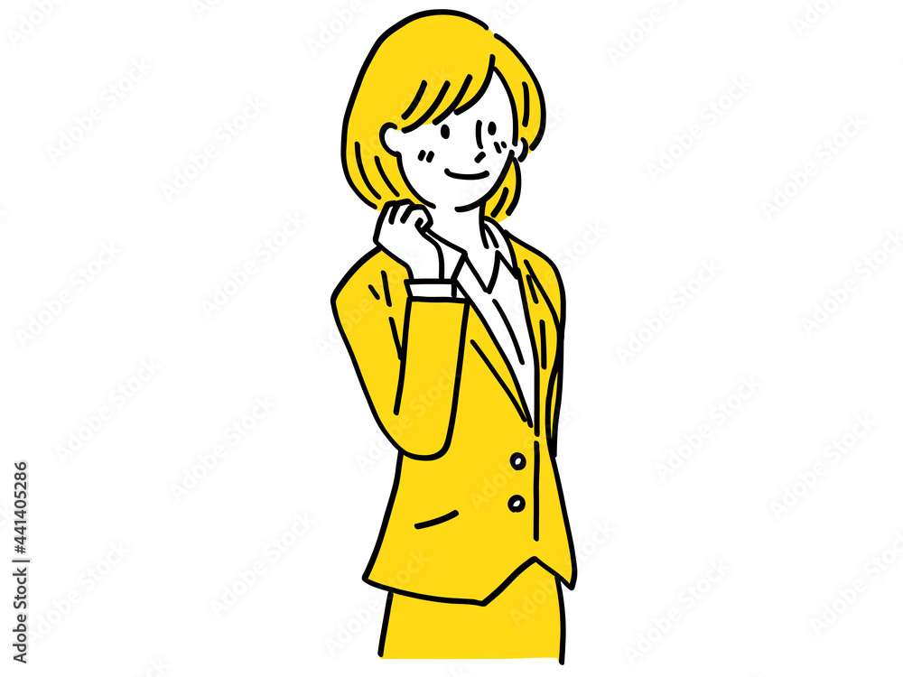 ガッツポーズ 気合い ファイト 女性 シンプル イラスト