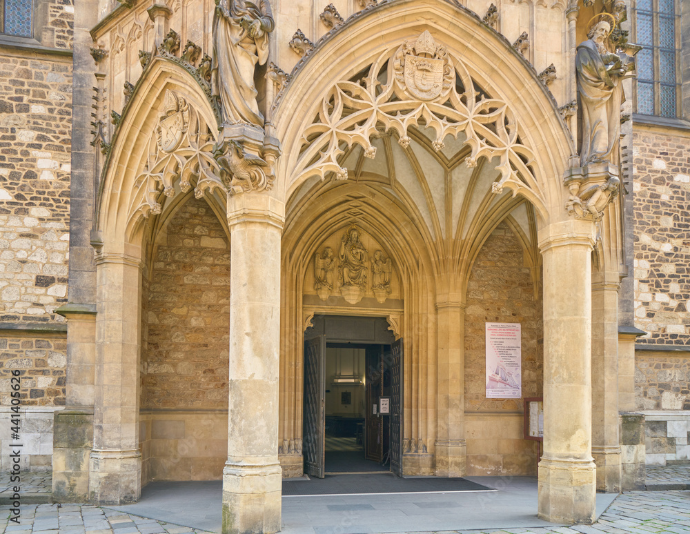 Entrance door to St Peter and Paul Cathedral in Brno