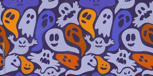 halloween pattern with cute ghosts