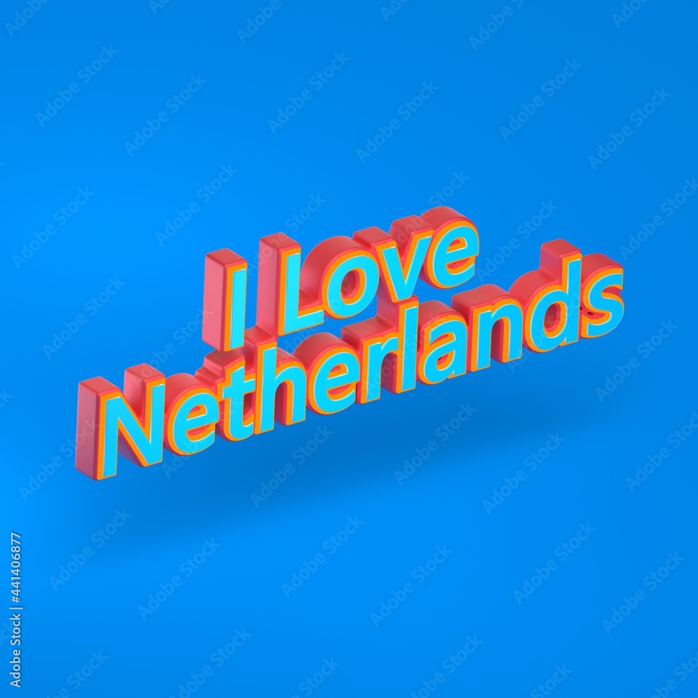 Fototapeta premium Abstract Netherlands 3D TEXT Rendered Poster (3D Artwork)