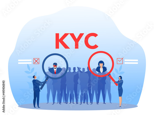 KYC or know your customer with criminal through a magnifying glass vector illustrator