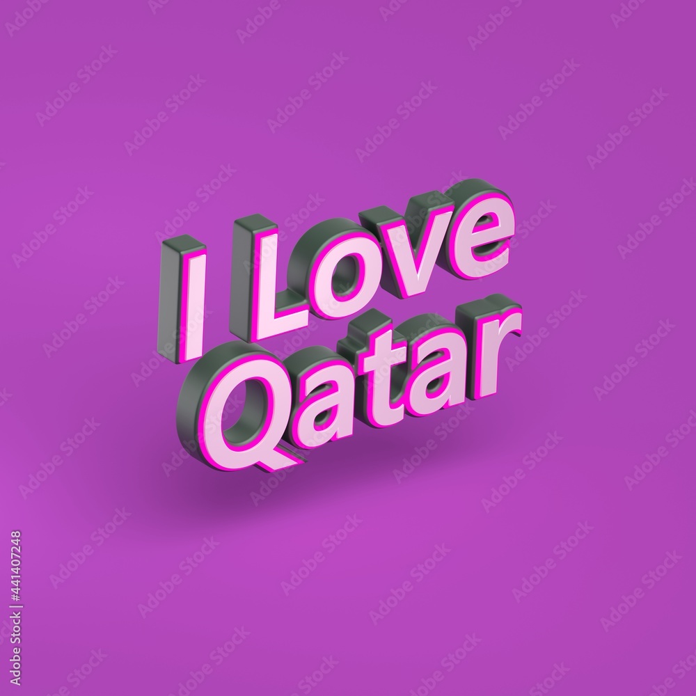 Abstract Qatar 3D TEXT Rendered Poster (3D Artwork)