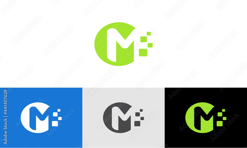 Modern M logo with dots - vector Modern M logo with dots - vector