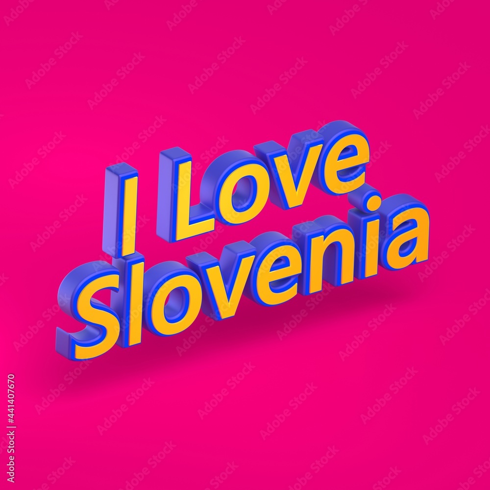 Fototapeta premium Abstract Slovenia 3D TEXT Rendered Poster (3D Artwork)